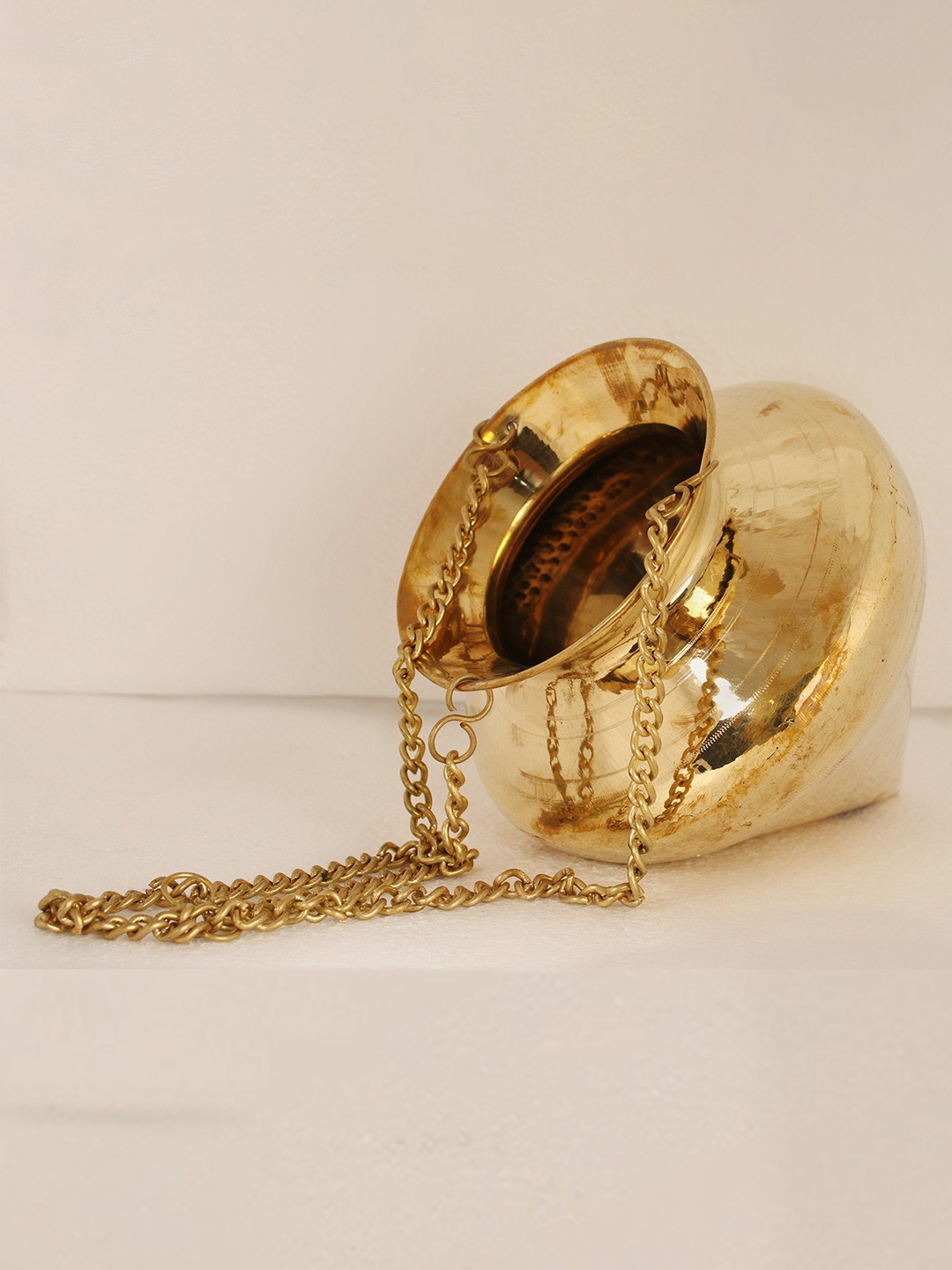 

Exotic India Brass Hanging Jaladhara Kalasha with Hole at The Bottom, Gold