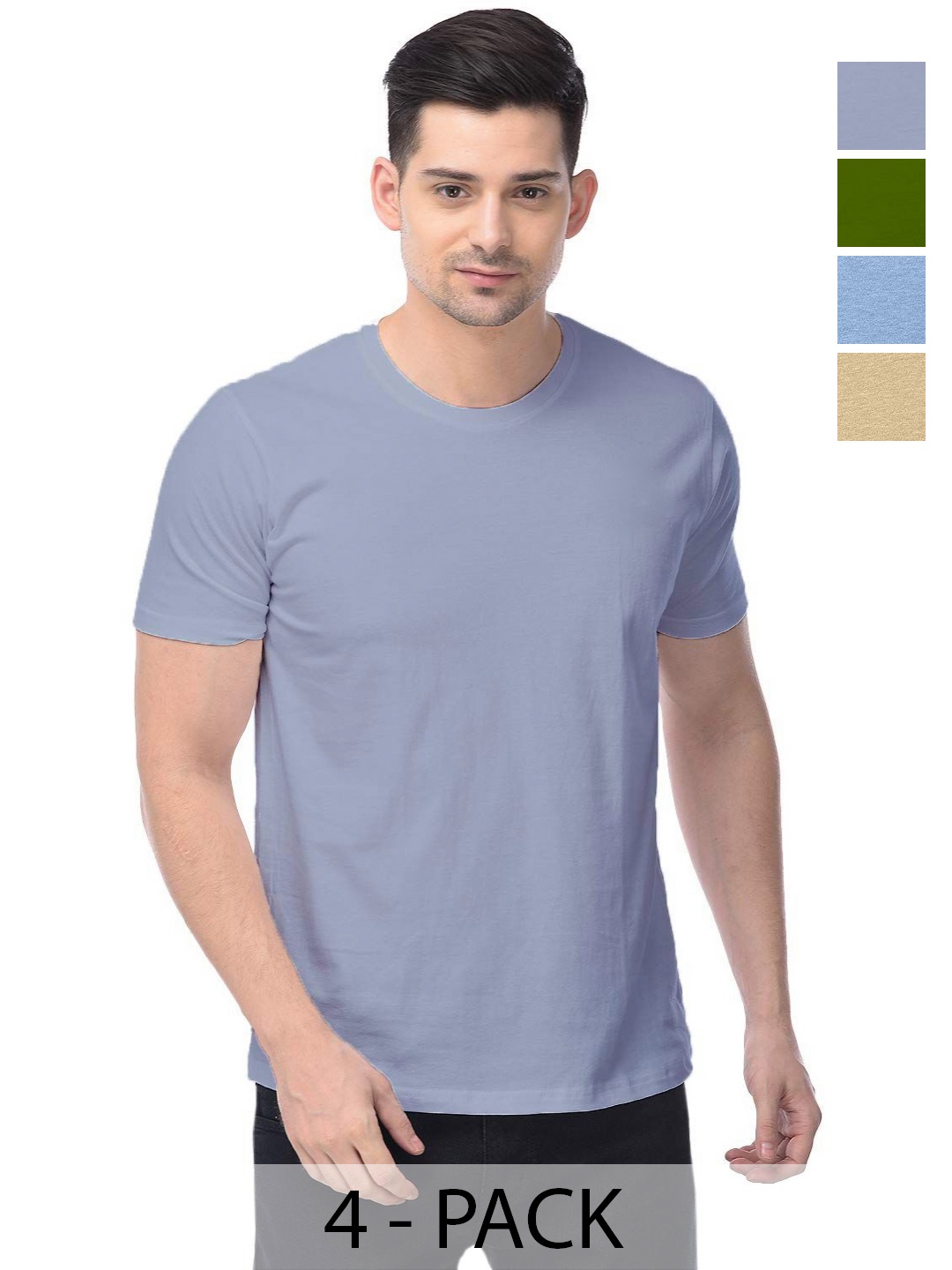 

COLOR CAPITAL Unisex Pack Of 4 Cotton T-Shirts, Grey