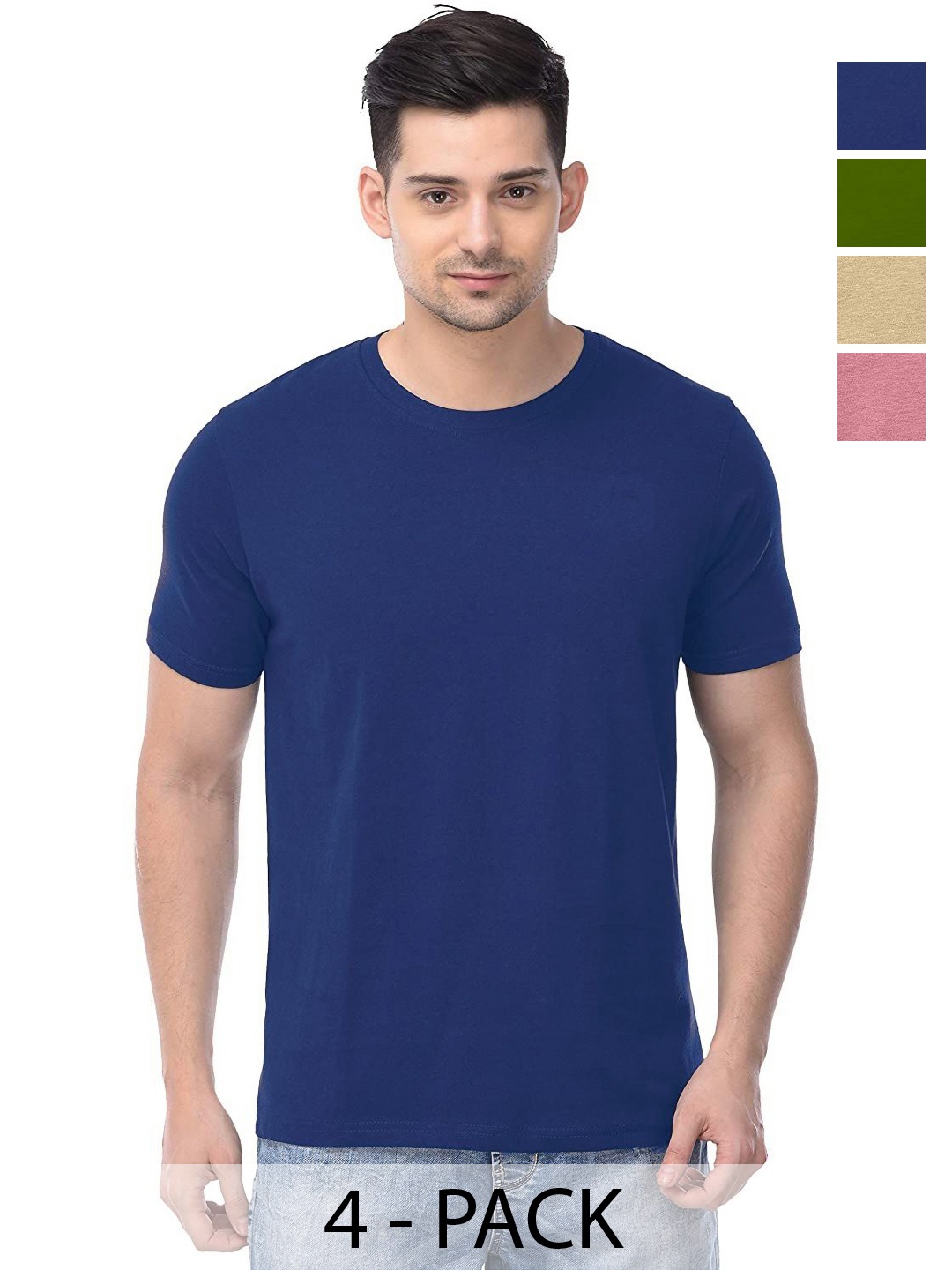 

COLOR CAPITAL Unisex Pack Of 4 Cotton T-Shirts, Na