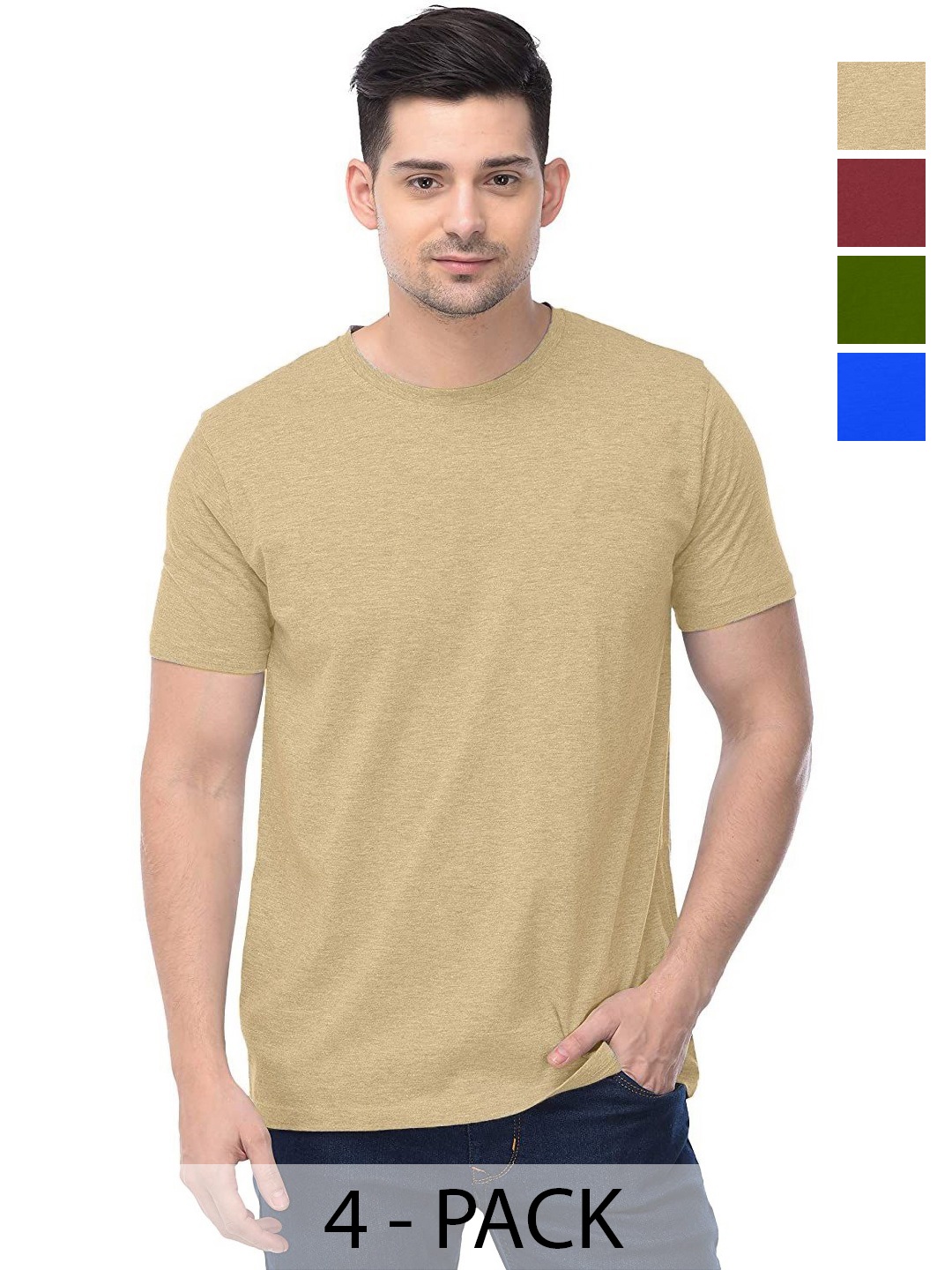 

COLOR CAPITAL Unisex Pack Of 4 Cotton T-Shirts, Na