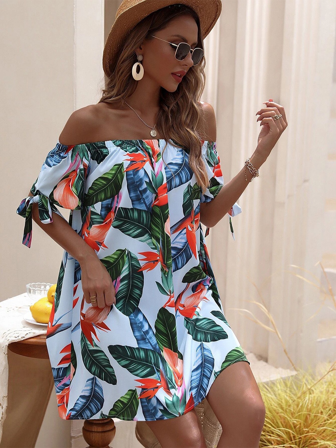 

StyleCast women Floral Print Off-Shoulder A-Line Dress, White