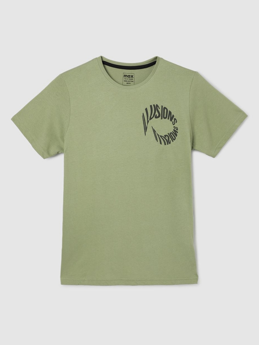 

max Boys Graphic Printed Round Neck Cotton T-shirt, Green