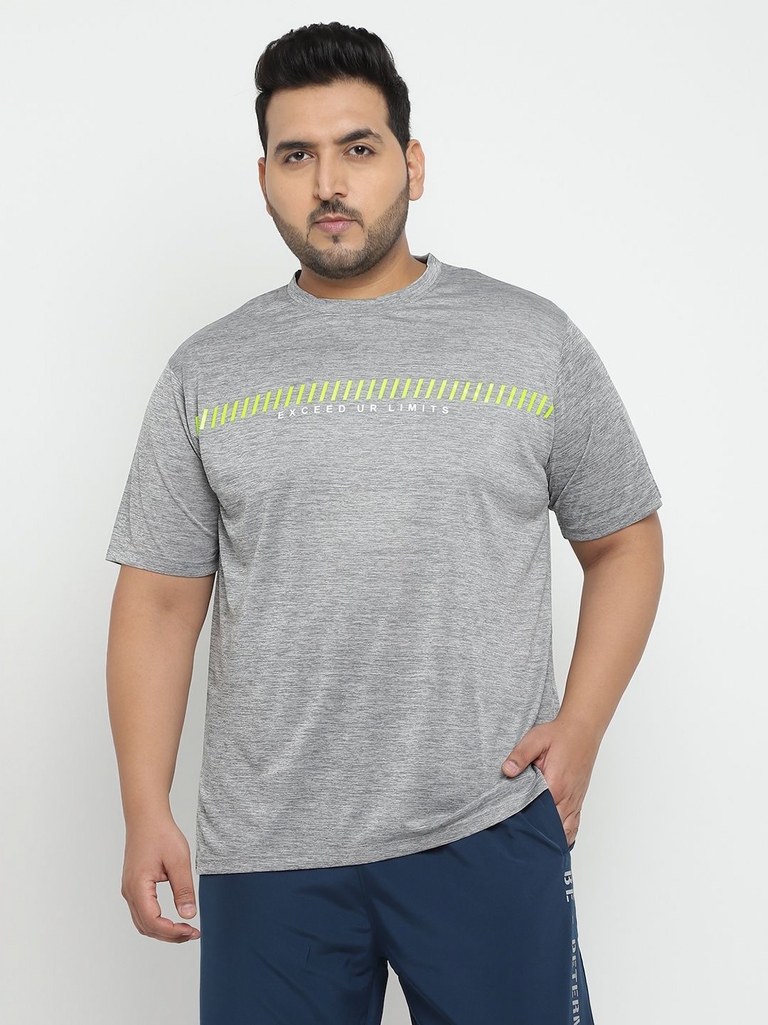 

OFF LIMITS Men Graphic Printed Round Neck T-shirt, Grey melange