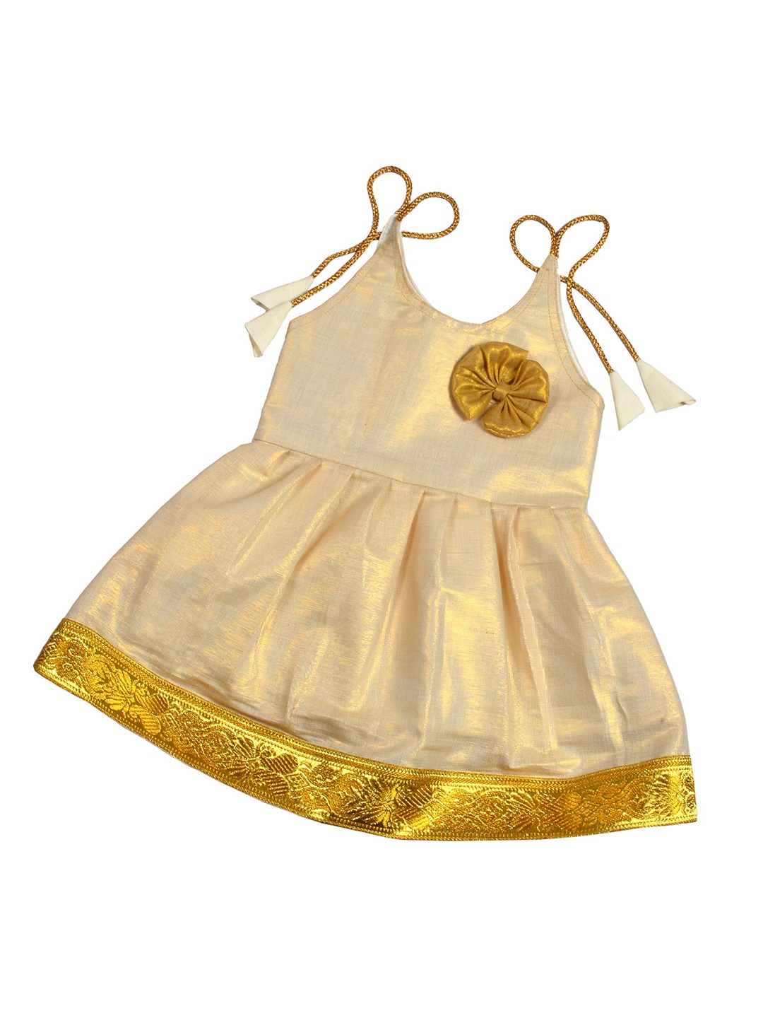 

BAESD Girls Kerala Kasavu Onam Dress, Off white