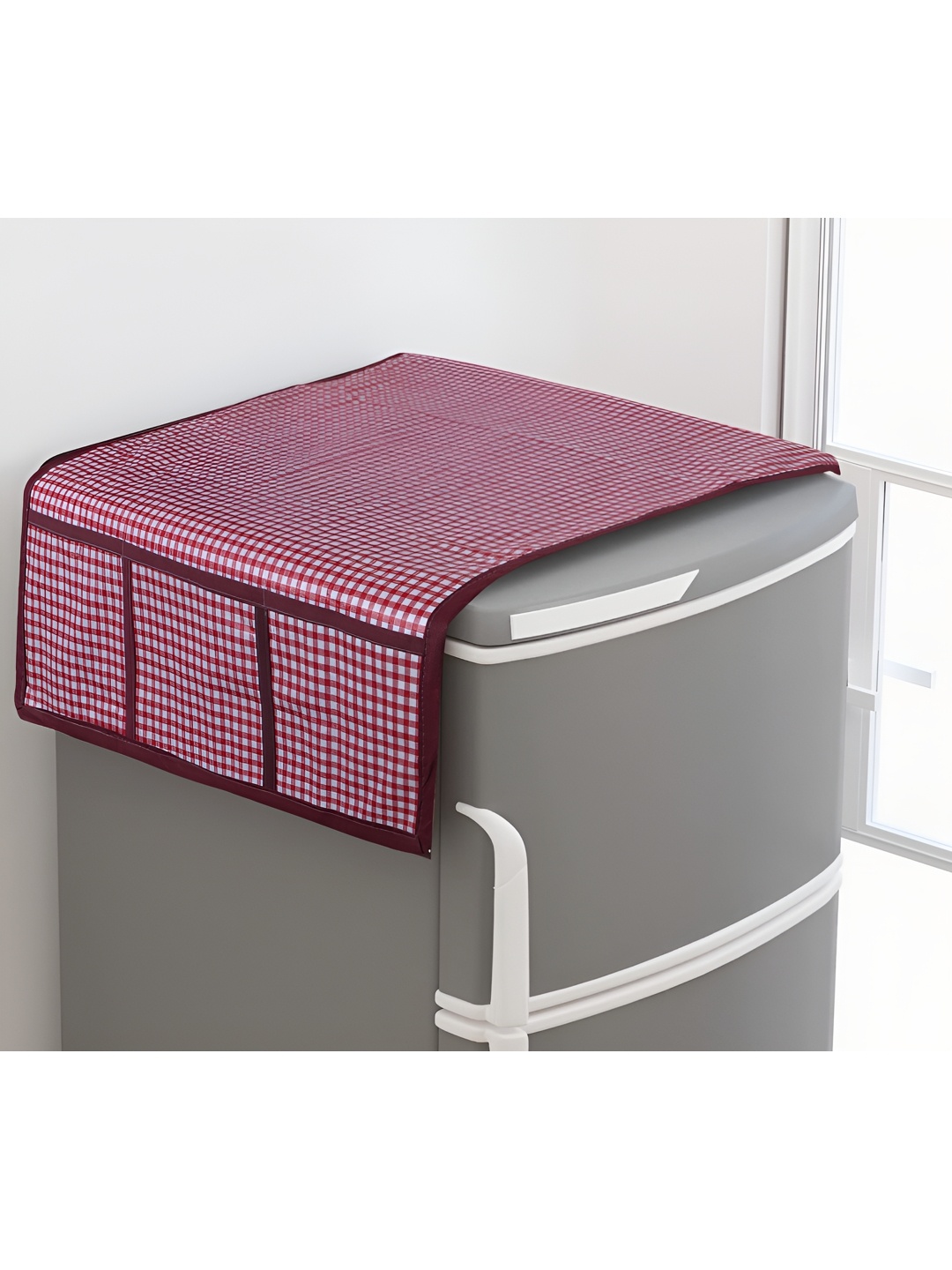 

LooMantha Pink & White Checked Fridge Top Cover