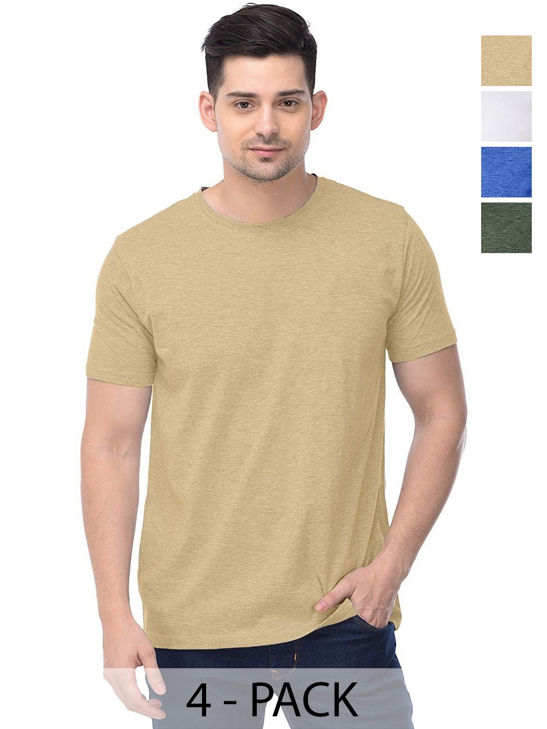

COLOR CAPITAL Unisex Pack Of 4 Cotton T-Shirts, Na