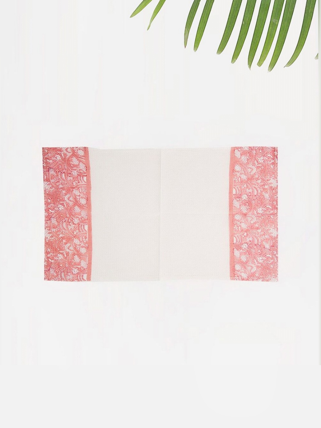 

Fabindia White & Pink 2 Pieces Printed Cotton 110 GSM Towel Set