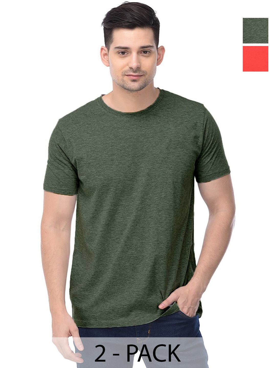 

COLOR CAPITAL Unisex Pack Of 2 Cotton T-Shirts, Green