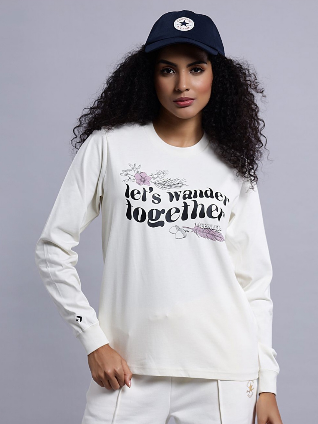 

Converse Women Let's Wander Together Long Sleeve T-Shirt, White