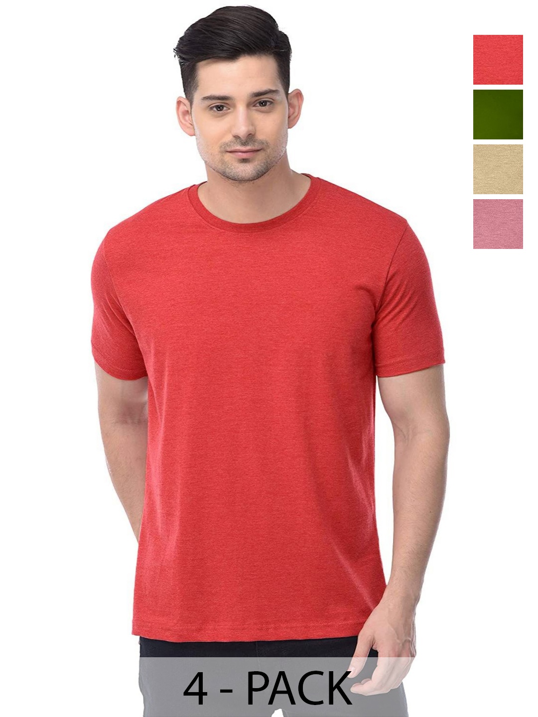 

COLOR CAPITAL Unisex Pack Of 4 Cotton T-Shirts, Peach