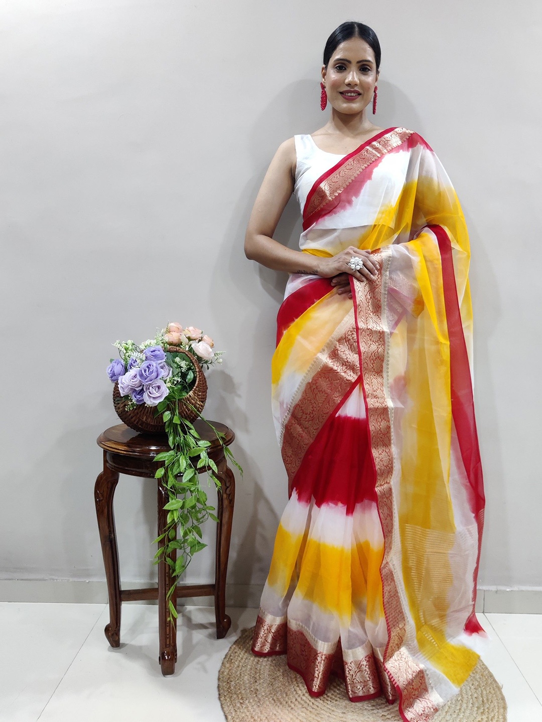 

LeeliPeeri Designer Ombre Zari Organza Saree, Maroon