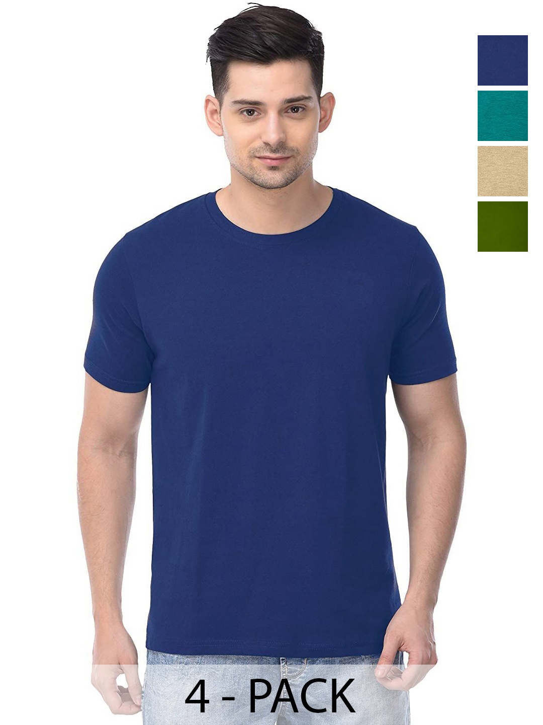 

COLOR CAPITAL Unisex Pack Of 4 Cotton T-Shirts, Na