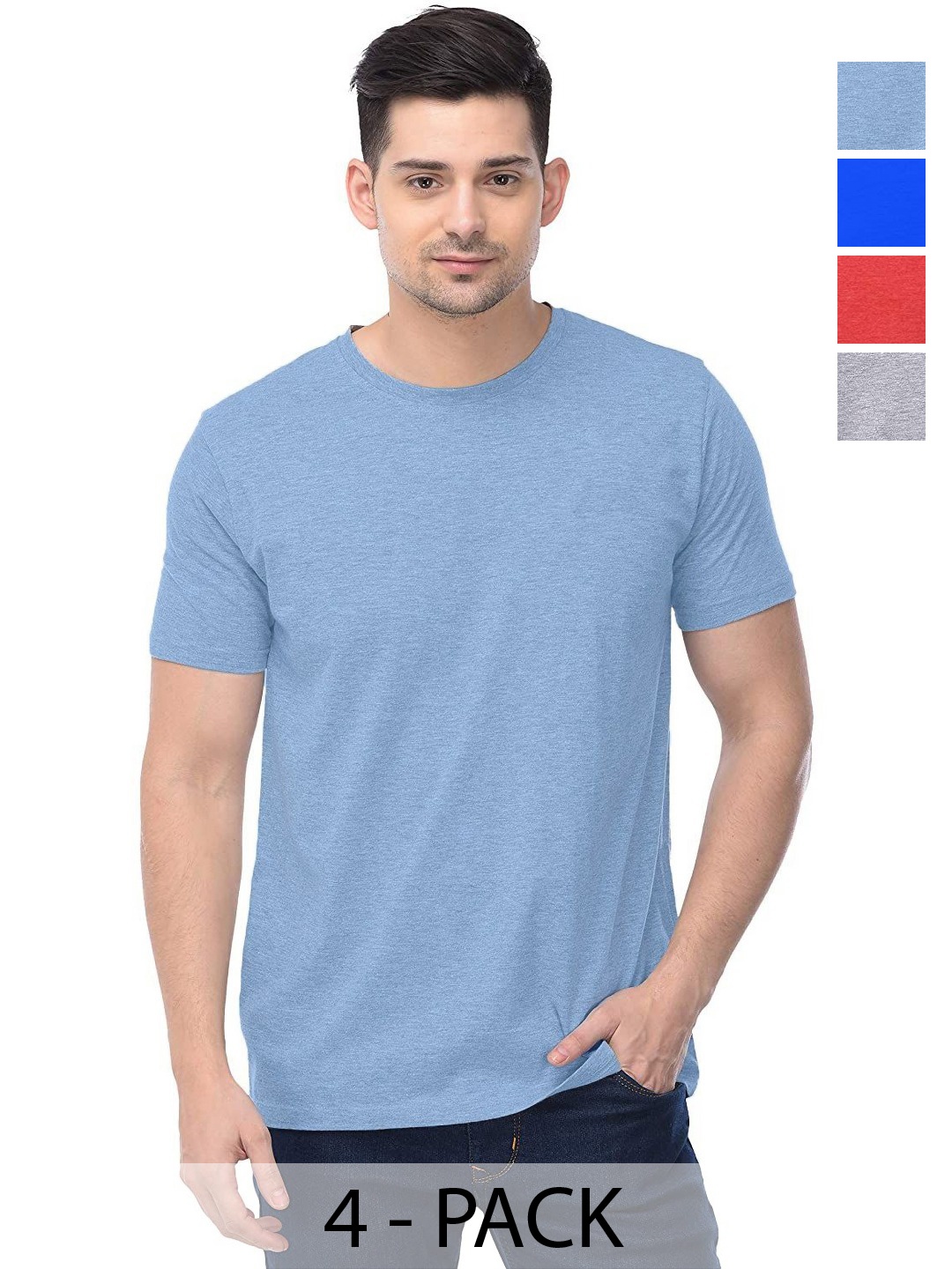 

COLOR CAPITAL Unisex Pack Of 4 Cotton T-Shirts, Na