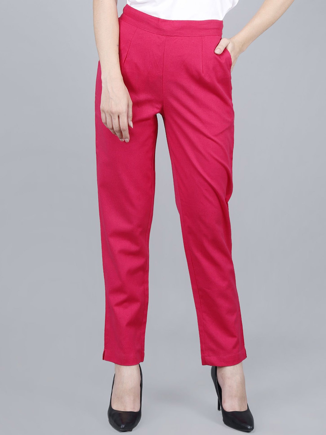 

JAIPUR ETHNIC Women Comfort Pleated Trousers, Pink