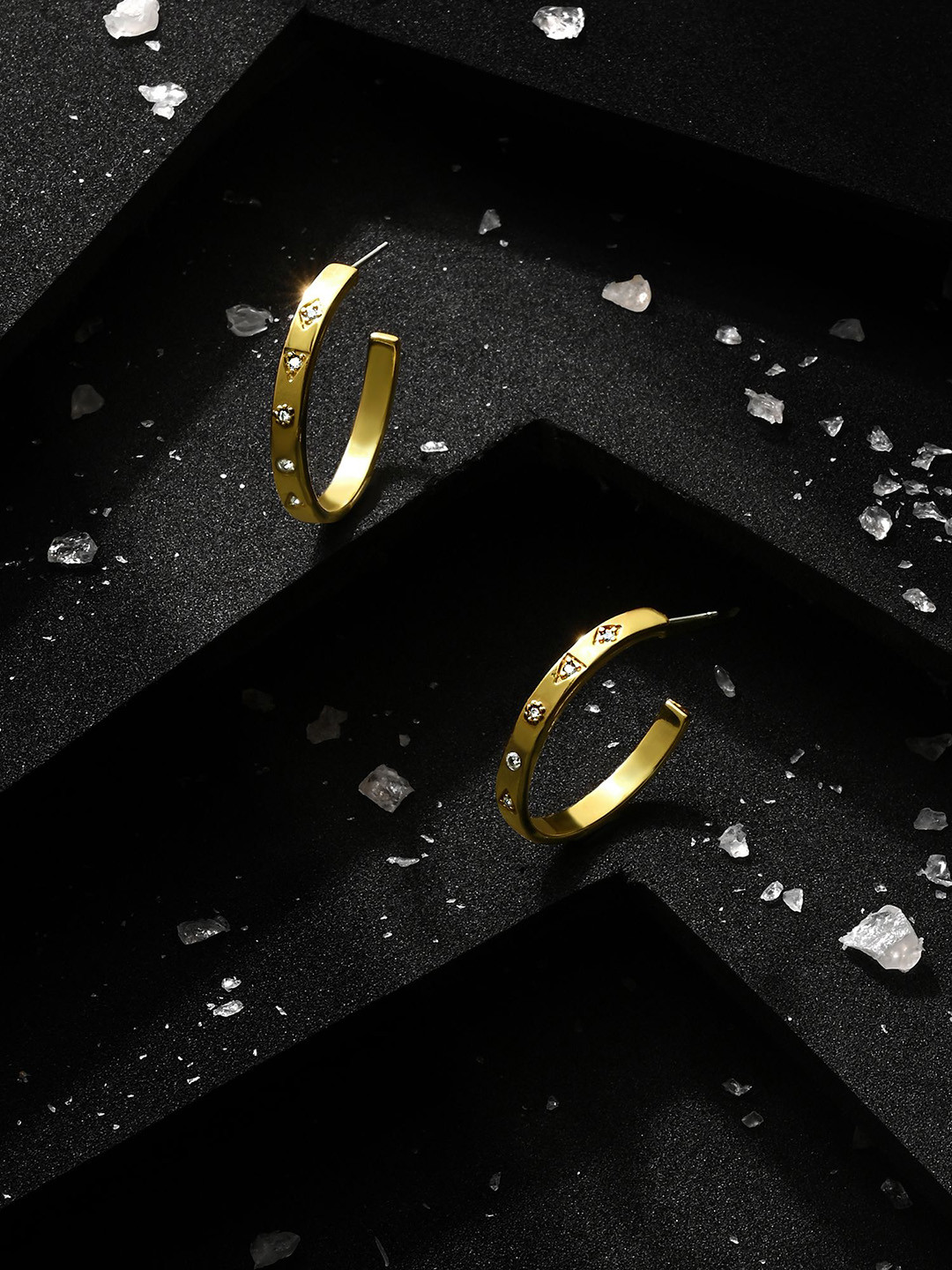 

Accessorize Gold-Plated Cubic Zirconia Studded Circular Half Hoop Earrings