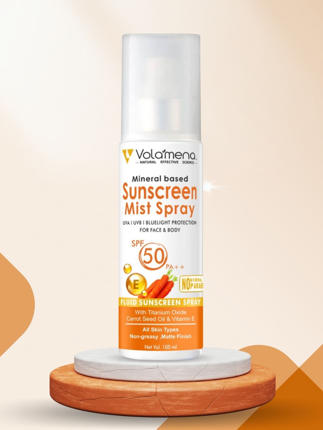 

Volamena Mineral Based Sunscreen Mist Spray SPF50 - 100ml, Transparent