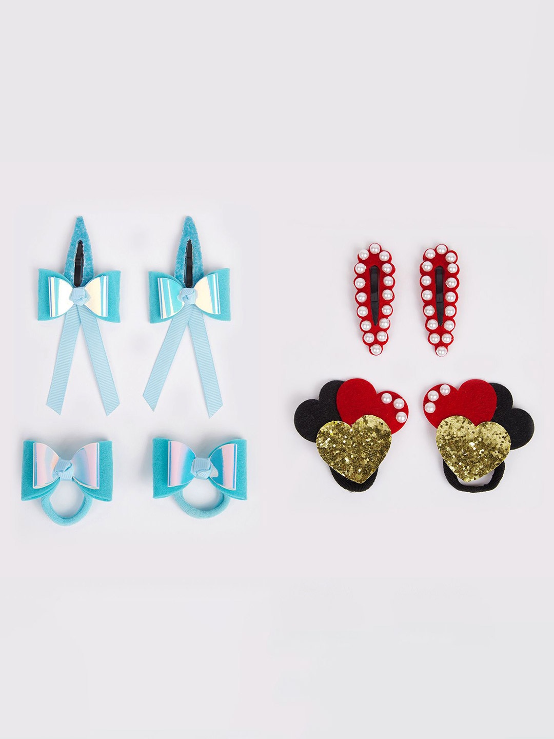 

RIBBON CANDY Set Of 8 Girls Embellished Hair Accessory Set, Red