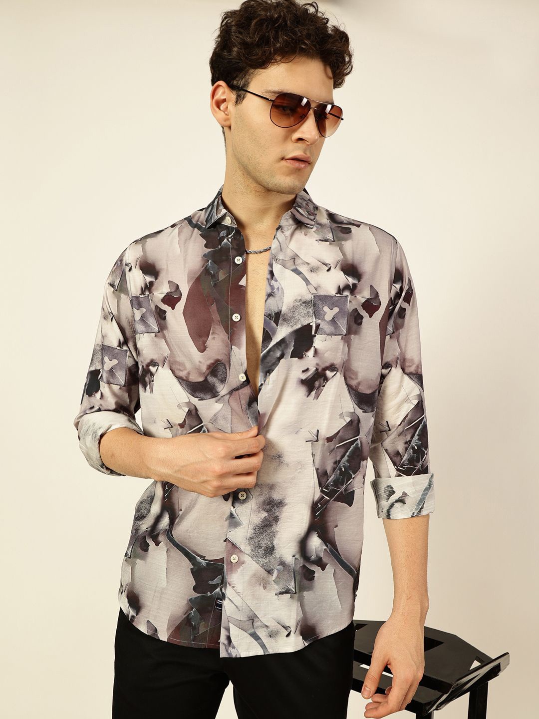 

Thomas Scott Men Premium Conversational Printed Cotton Slim Fit Casual Shirt, Multi
