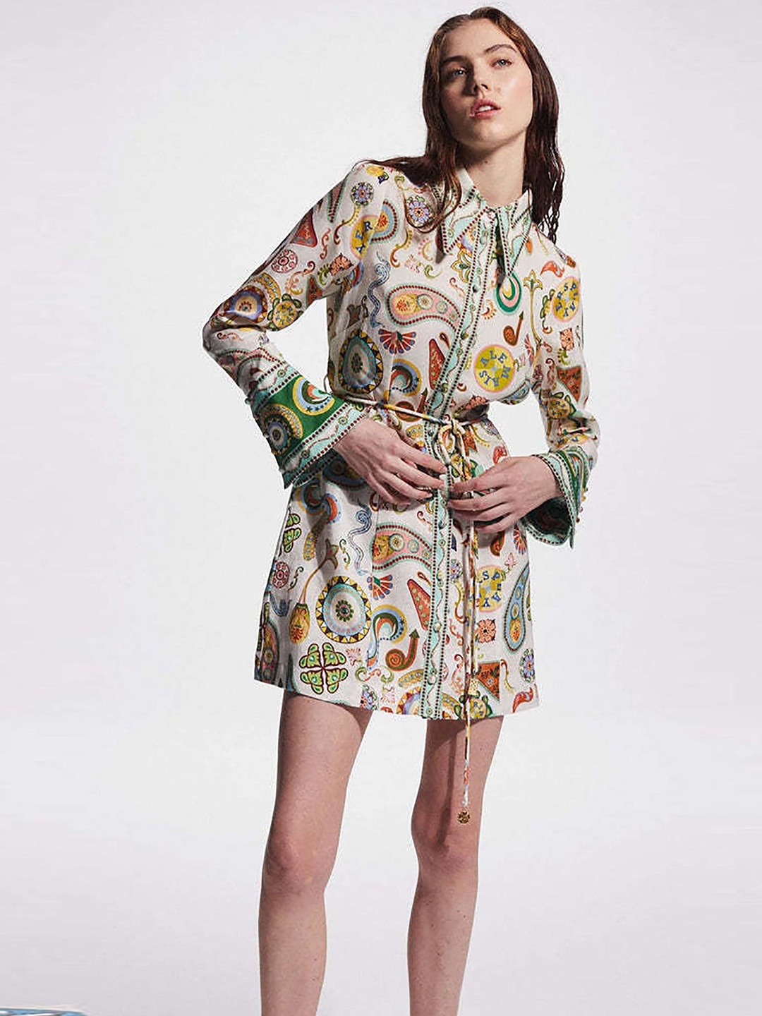 

StyleCast x Revolte Ethnic Motifs Print Shirt Midi Dress, Green