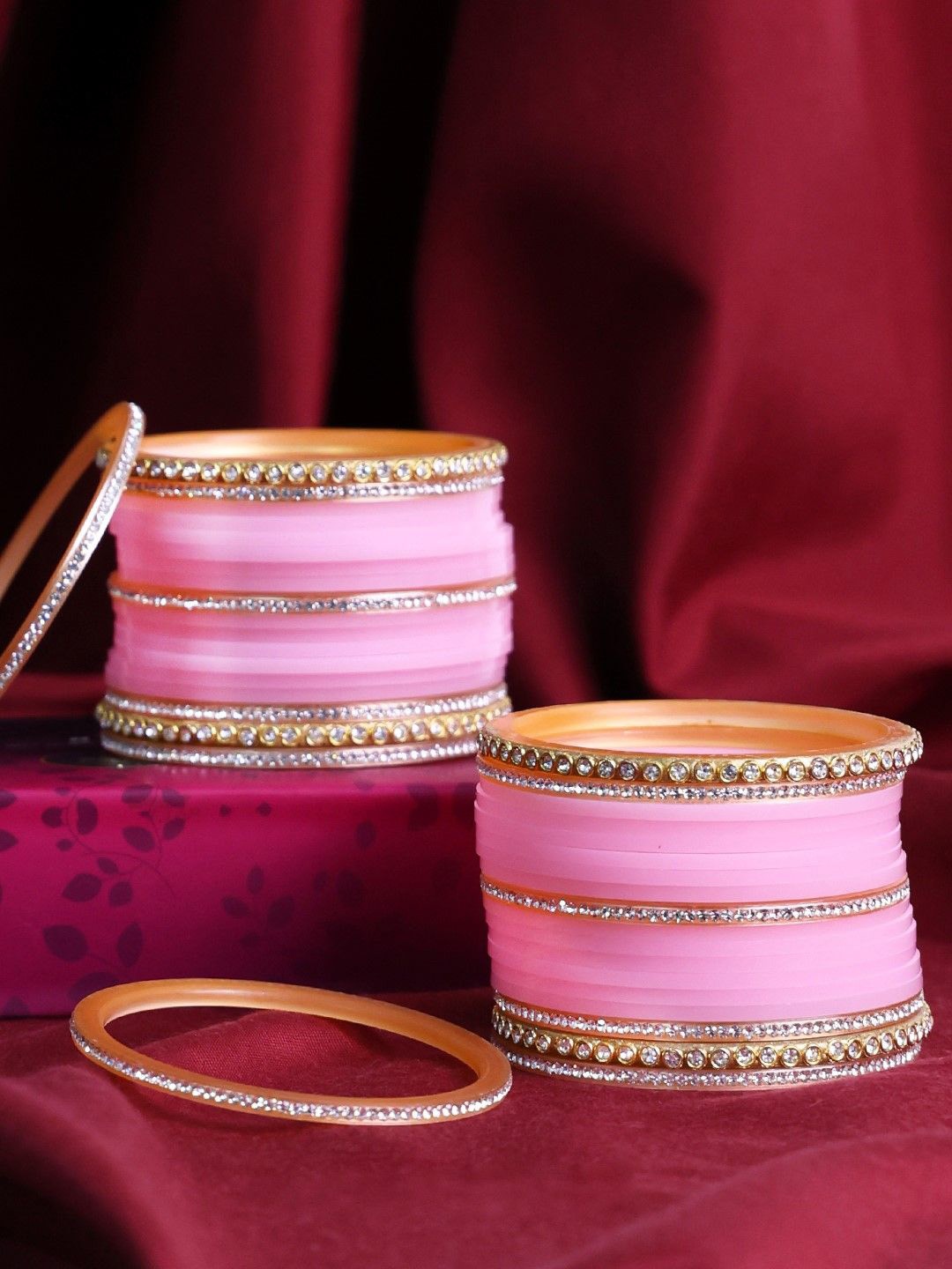 

PANASH Set Of 2 Gold-Plated Stone-Studded Chuda Bangles