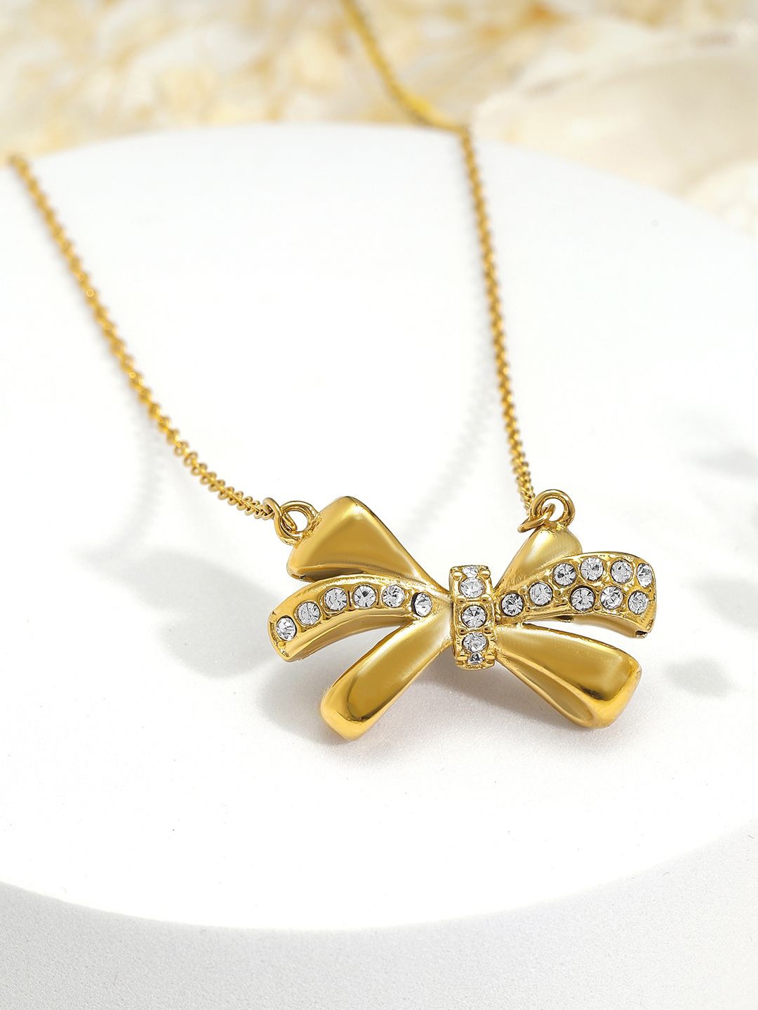 

Rubans 18KT Gold Plated Stainless Steel Tarnish-Free Waterproof Demi-Fine Pendant Necklace