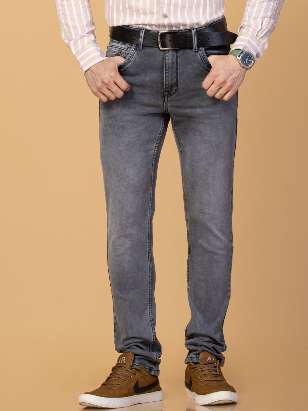 

Monterrey SF Men Original Slim Fit Mid-Rise Light Fade Stretchable Jeans, Grey