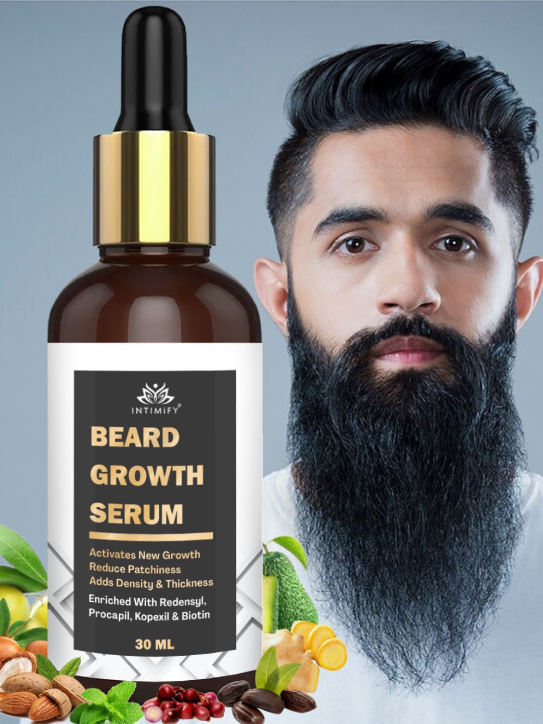 

INTIMIFY Beard Growth Serum With Biotin with Redensyl & Procapil - 30ml, White