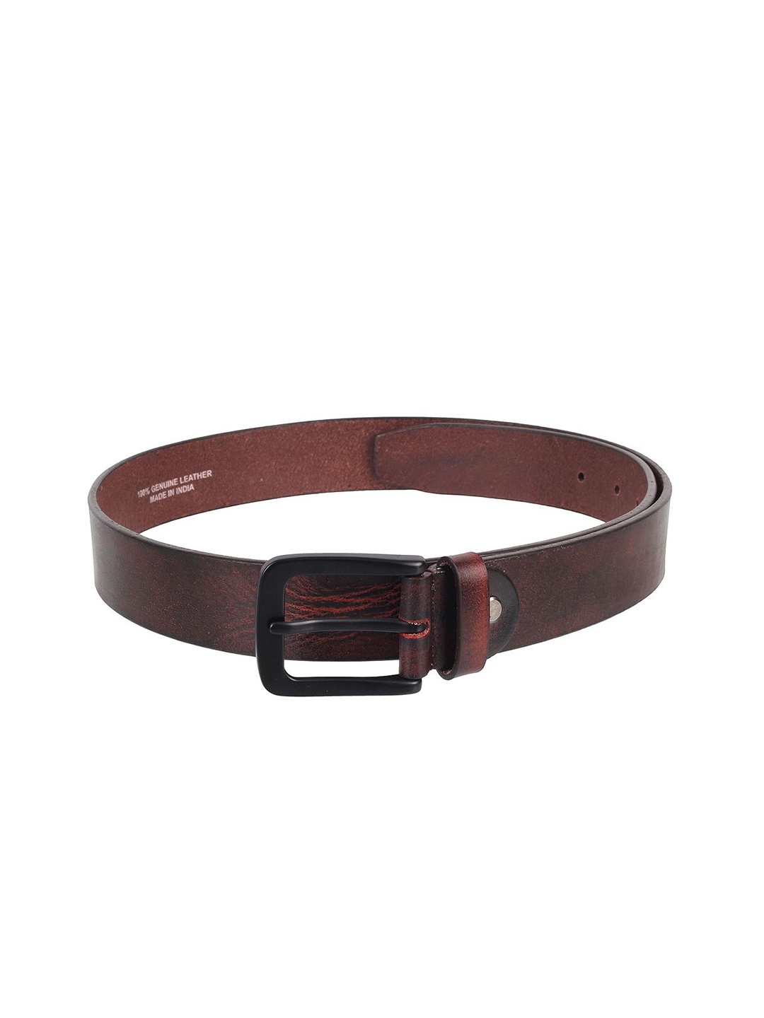 

Mochi Men Textured Tang Closure Leather Belt, Maroon