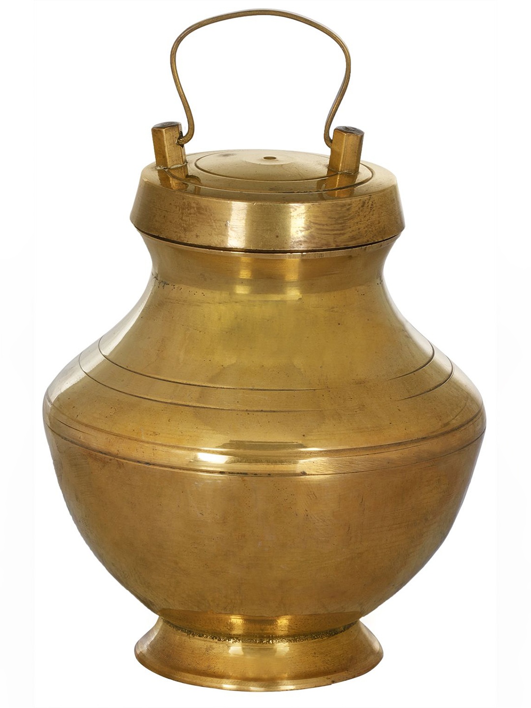 

Exotic India 5" Small Authentic Kamandalu with a Lid in Brass - Made in India, Gold