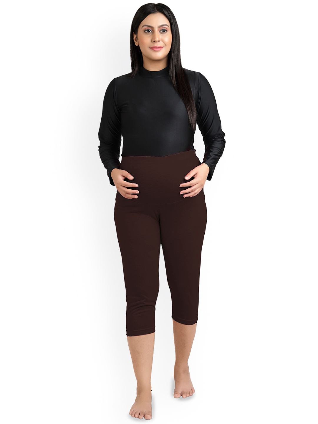 

Uzazi Three-Fourth Length Maternity Leggings, Brown