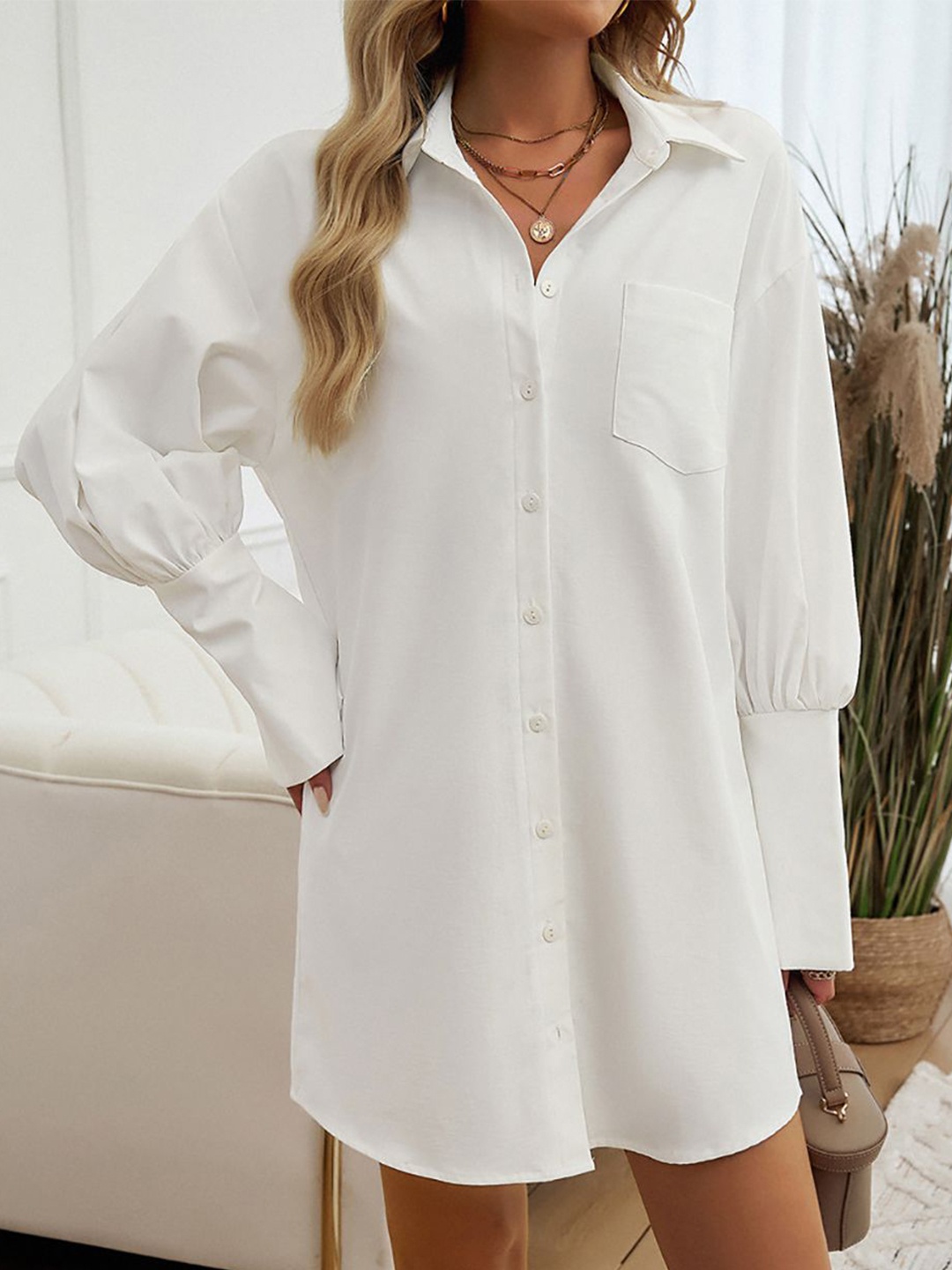 

StyleCast x Revolte Women Solid Shirt Dress, White