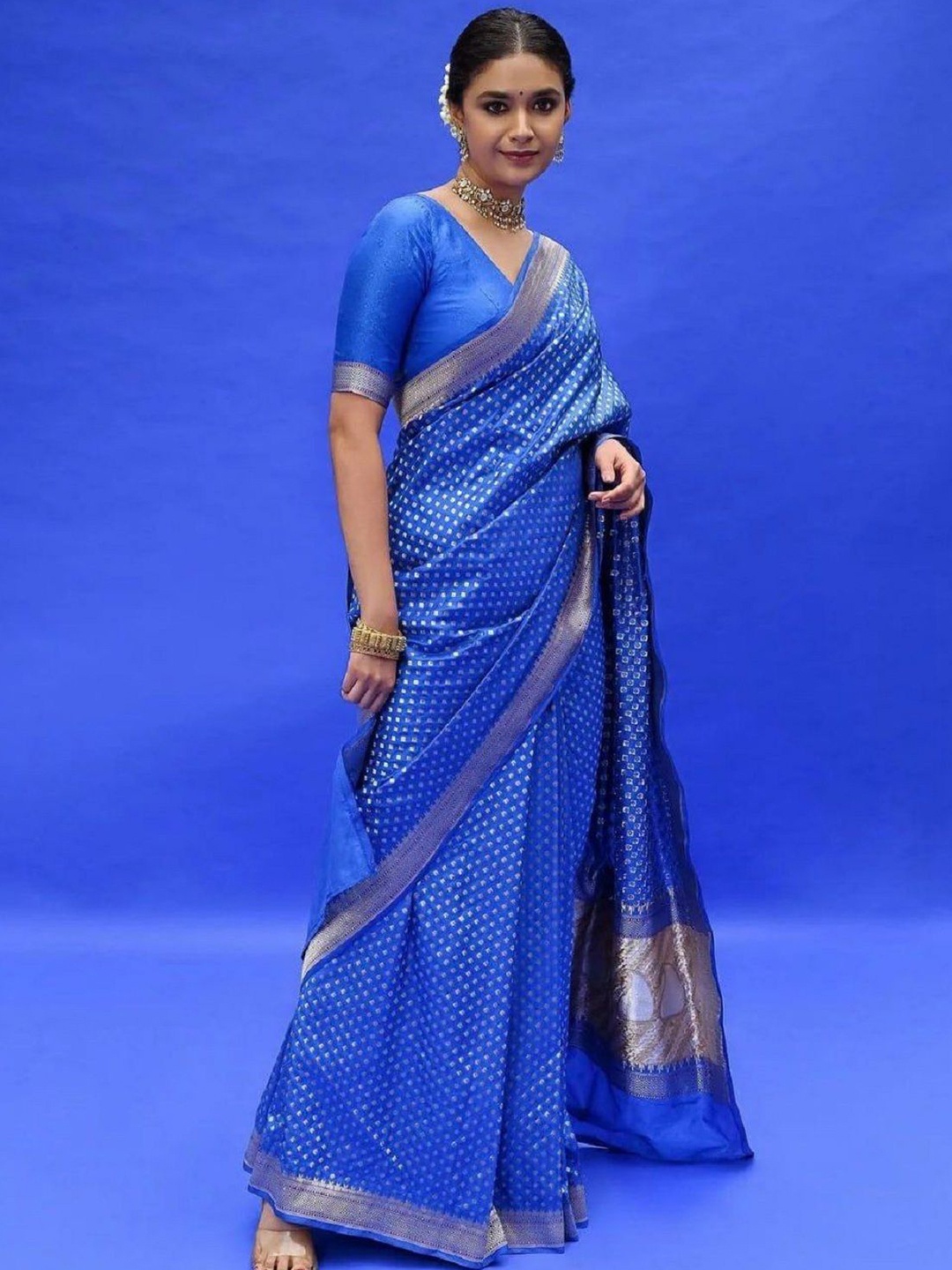 

Aika Warli Zari Pure Silk Saree, Blue