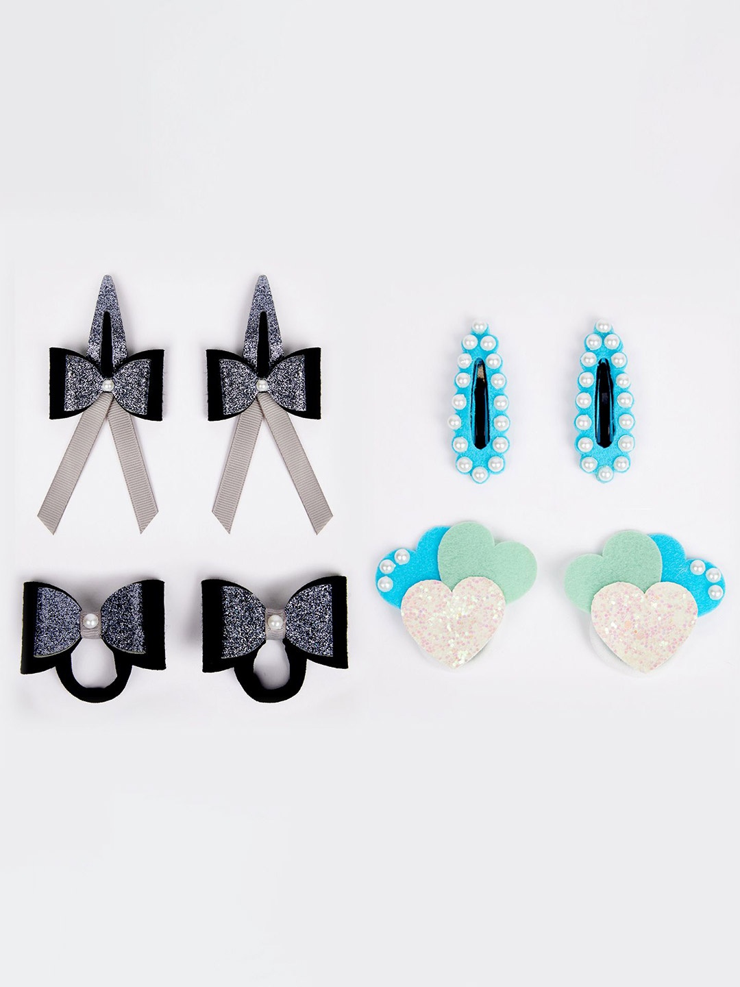 

RIBBON CANDY Set Of 8 Girls Embellished Hair Accessory, Black