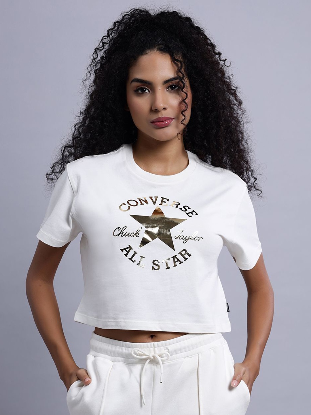 

Converse Women Chuck Taylor Patch Cropped T-Shirt, White