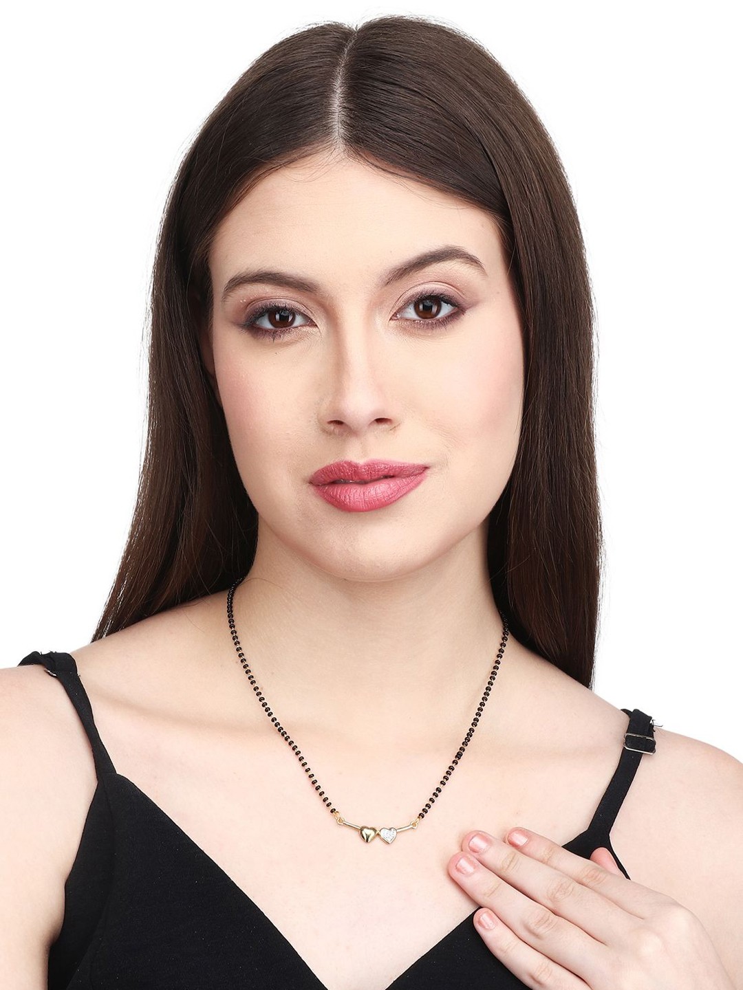 

AanyaCentric Gold-Plated American Diamond Stone Studded & Beaded Mangalsutra
