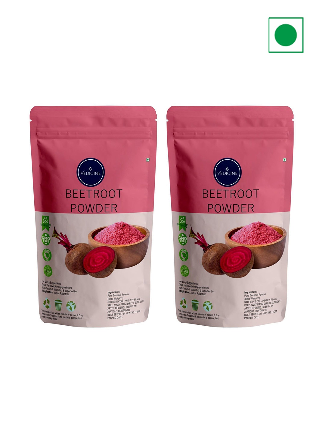 

VEDICINE Set Of 2 Beetroot Powder For Face Pack-100g Each, Red