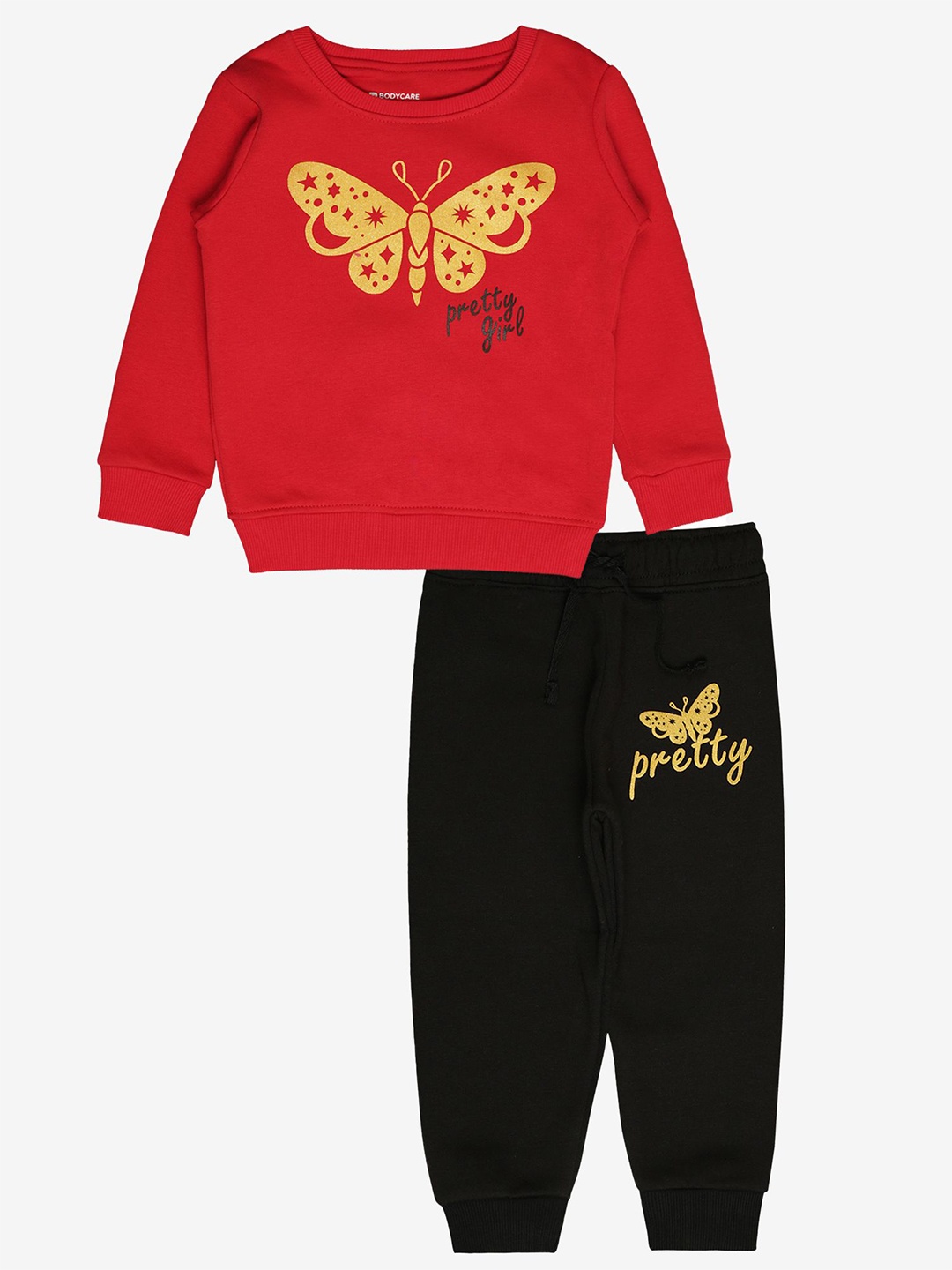 

Bodycare Kids Girls Printed Sweatshirt With Joggers, Red
