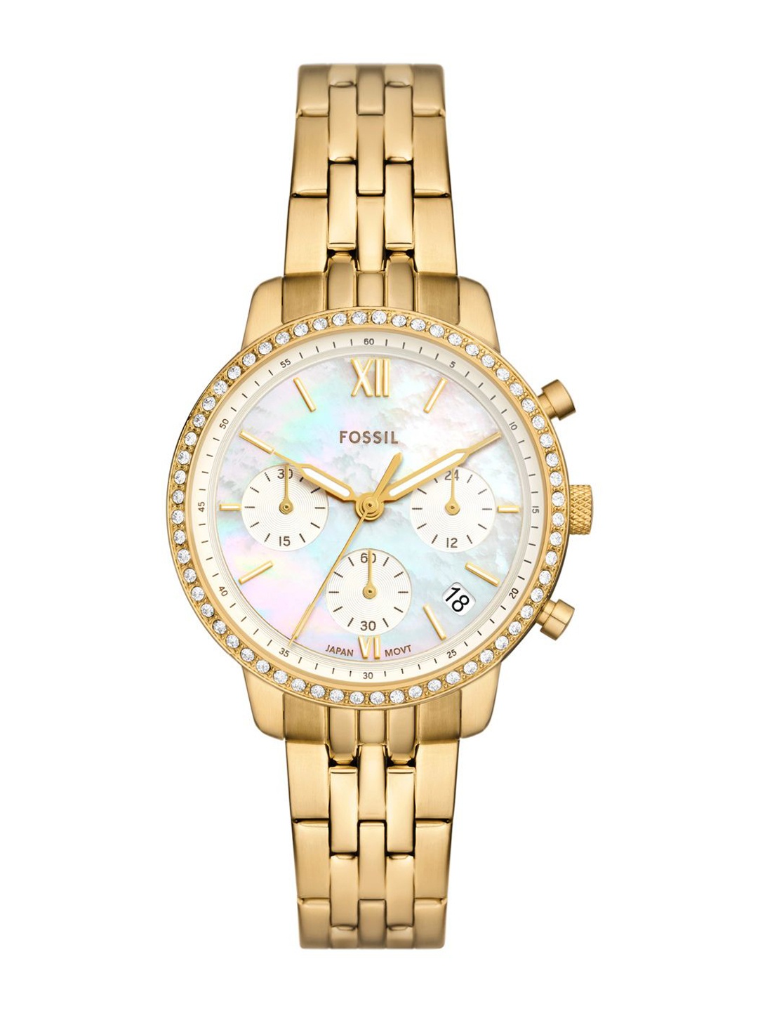 

Fossil Women Embellished Dial & Stainless Steel Straps Analogue Watch AK_ES5358, Gold