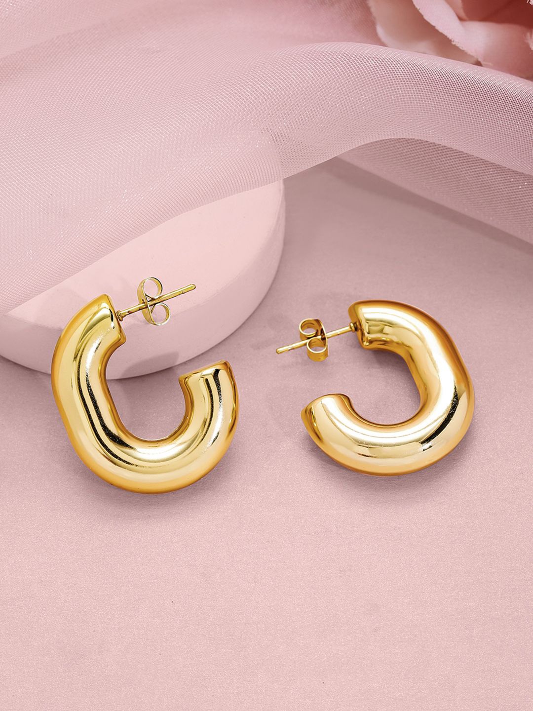 

Rubans 18KT Gold Plated Stainless Steel Tarnish Free Waterproof Demi-Fine Hoop Earrings