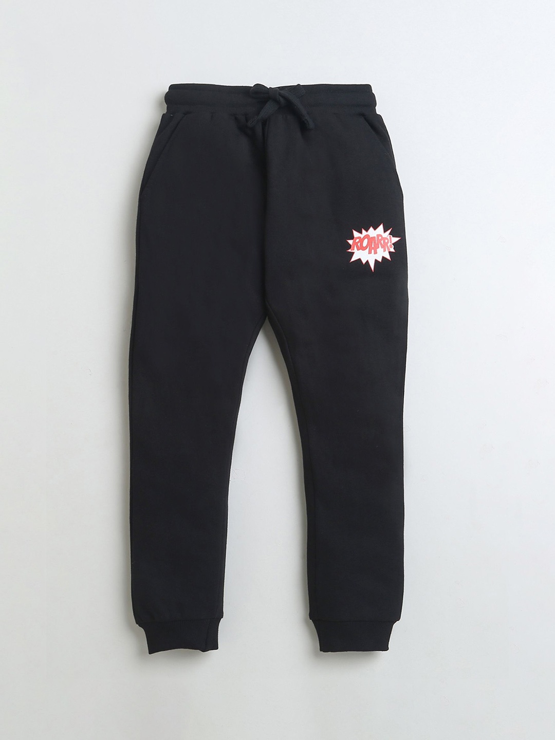

BUMZEE Boys Cotton Mid Rise Joggers, Black