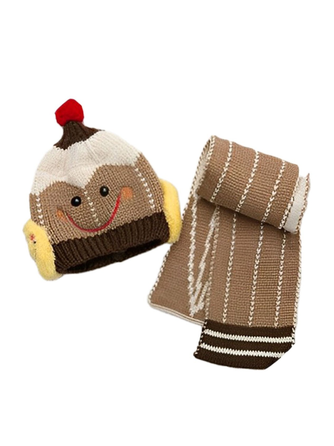 

SYGA Unisex Kids Self Design Woollen Beanie, Brown