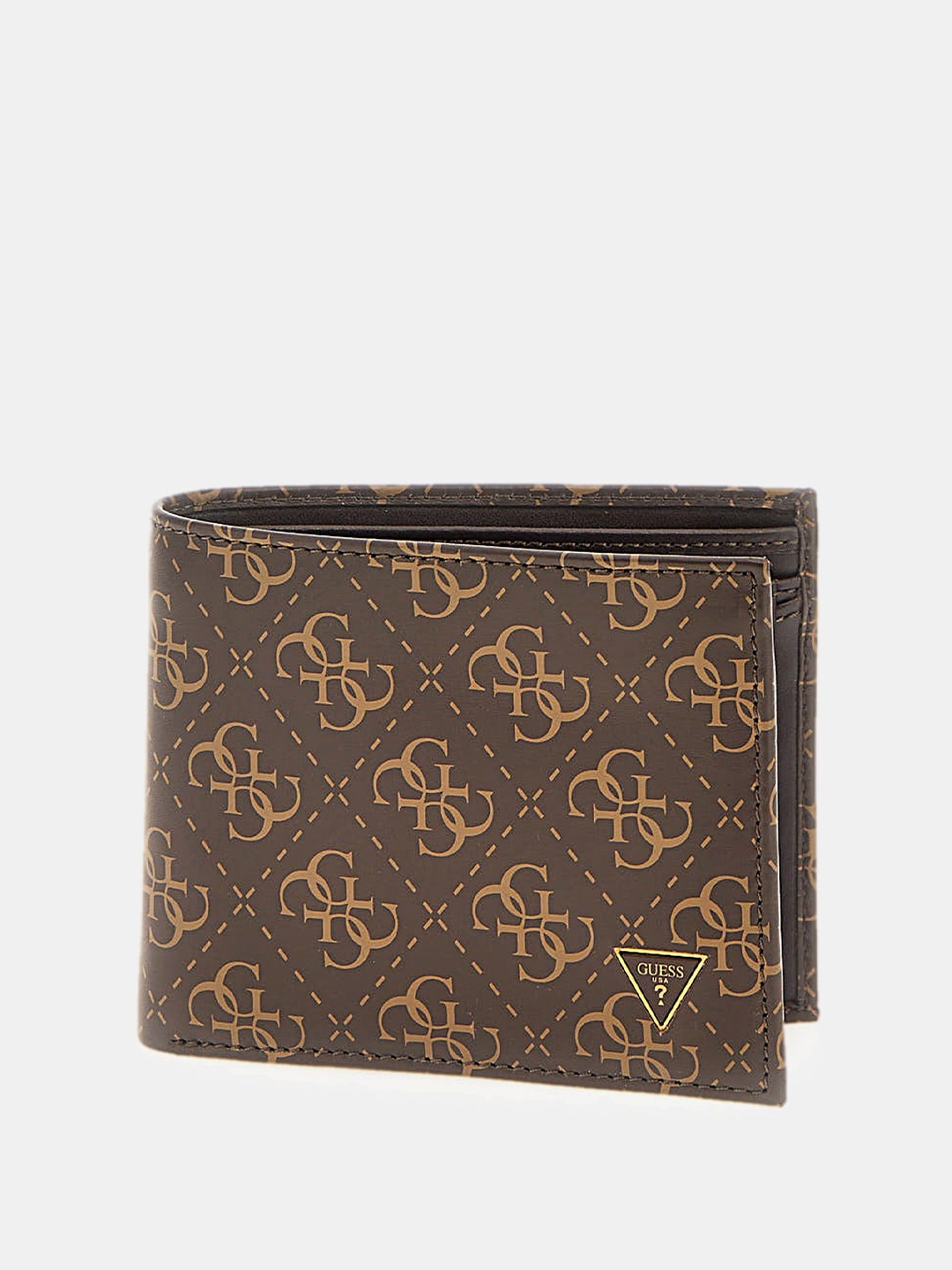 

GUESS Men Printed Leather Two Fold Wallet, Brown