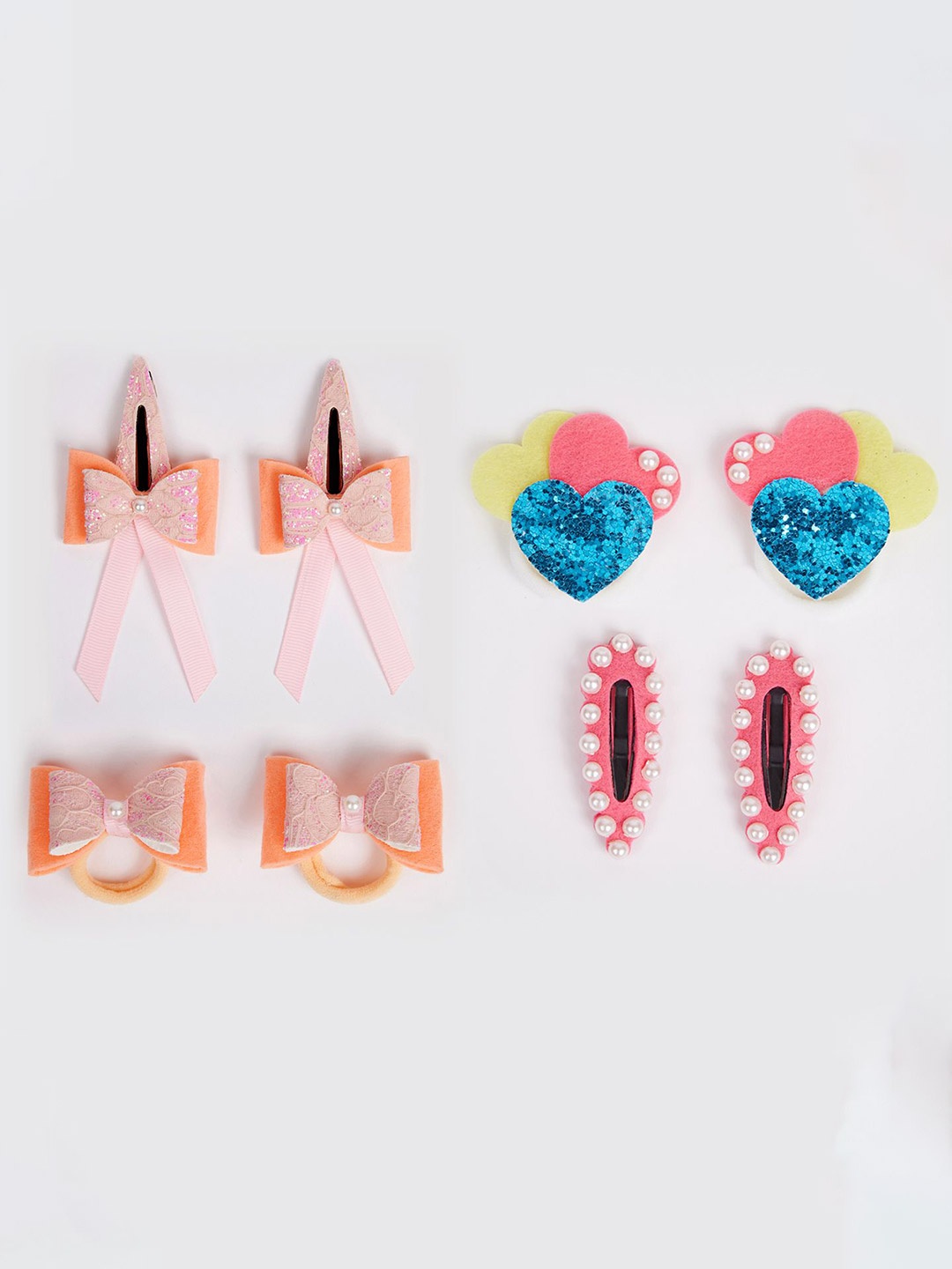 

RIBBON CANDY Set Of 8 Girls Embellished Hair Accessory, Pink