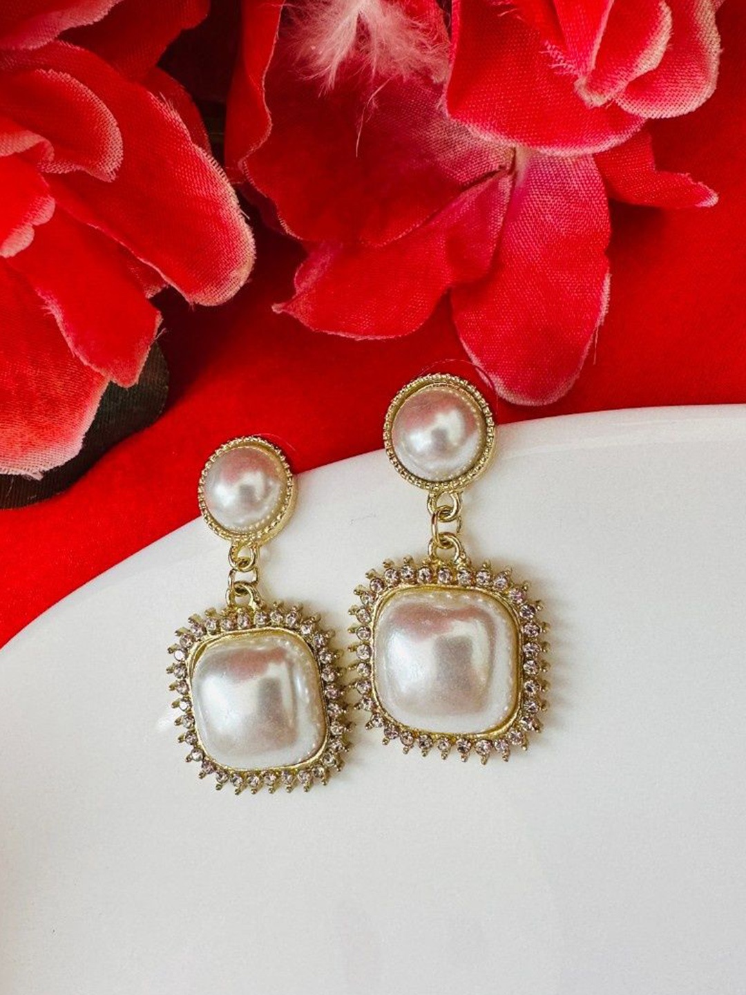 

AMADA JEWELS Beaded Square Drop Earrings, White