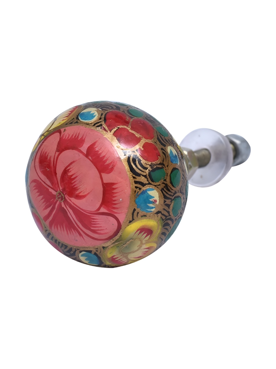 

Indianshelf Red & Gold 4 Pieces Printed Hardware Drawer Knob, Multi