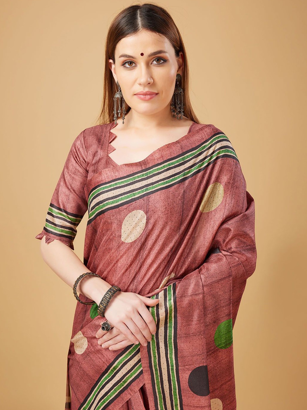 

DOI MOI Polka Dot Banarasi Saree, Pink