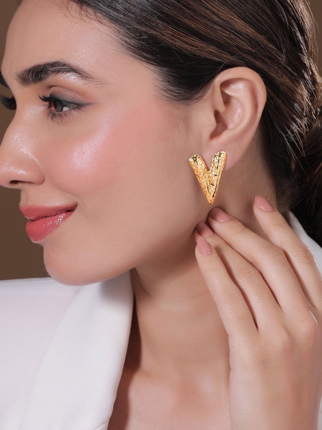 

Rubans 18K GoldPlated StainlessSteel TarnishFree Demi-Fine Textured Demi-Fine Studs, Gold