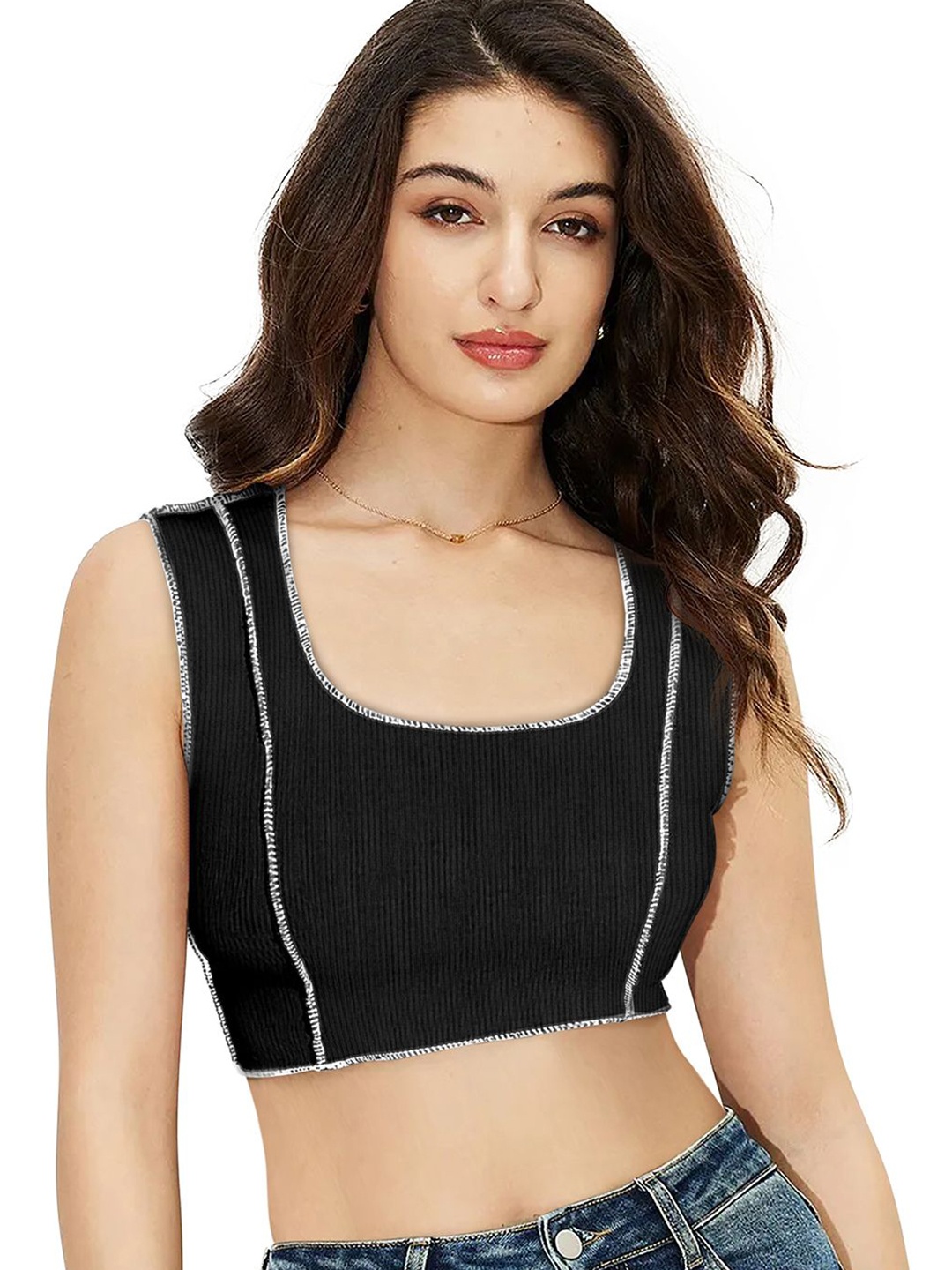 

BAESD Women Solid Scoop Neck Top, Black