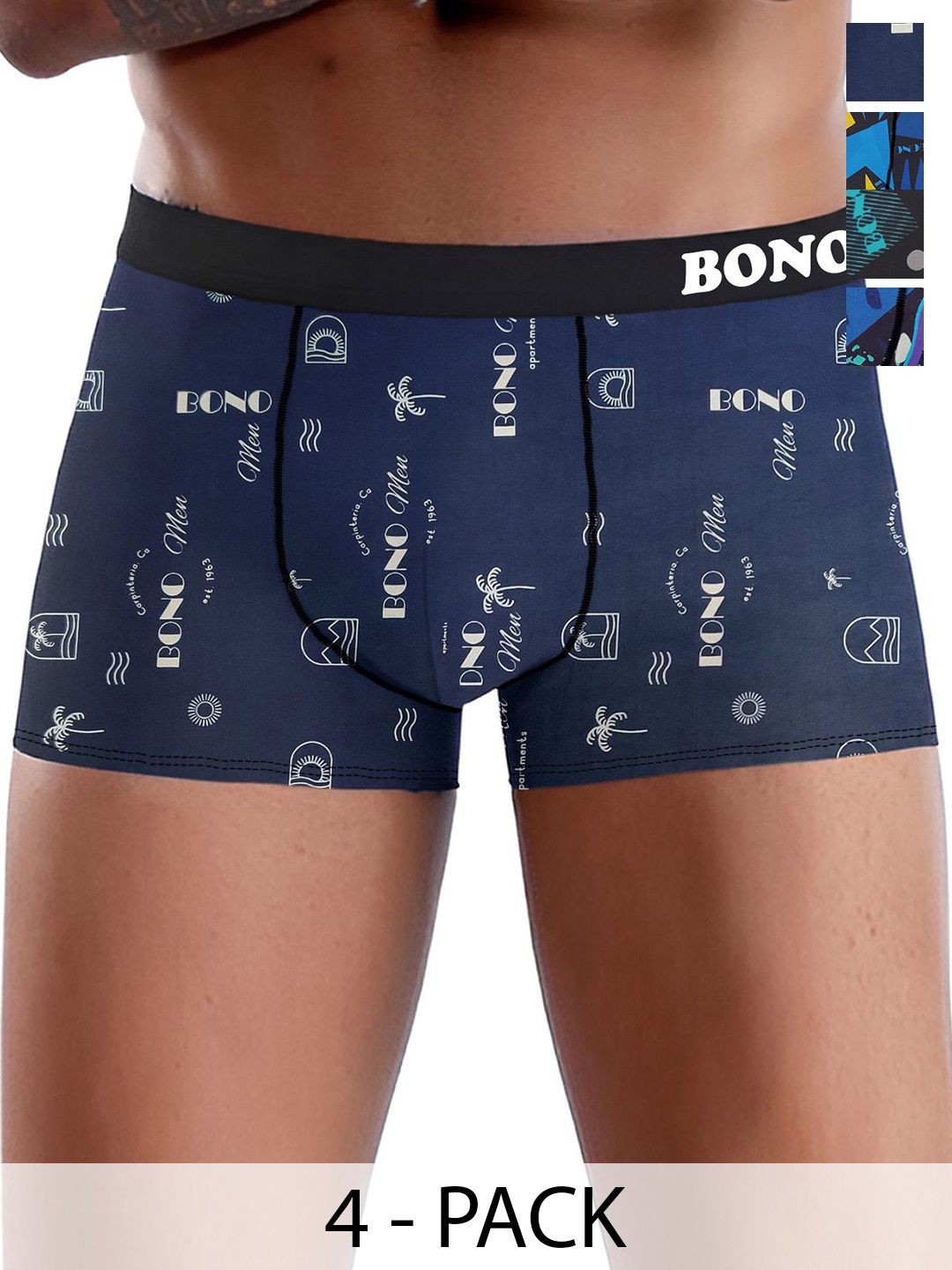

DISPENSER Pack Of 4 Printed Breathability Trunks V4-C2-C3-C4-C9-M, Black