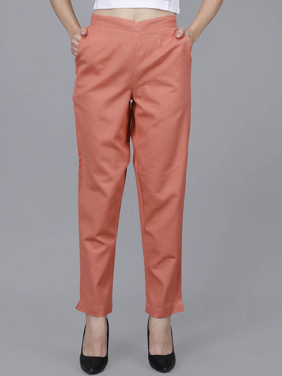 

JAIPUR ETHNIC Women Comfort Pleated Trousers, Peach